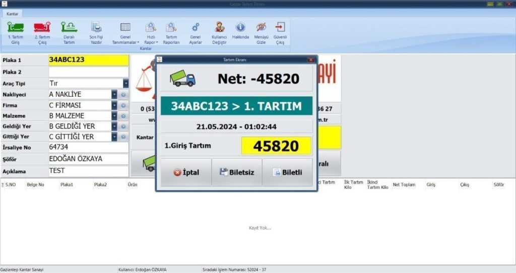Kantar Programı — Uygulama Örneği 2